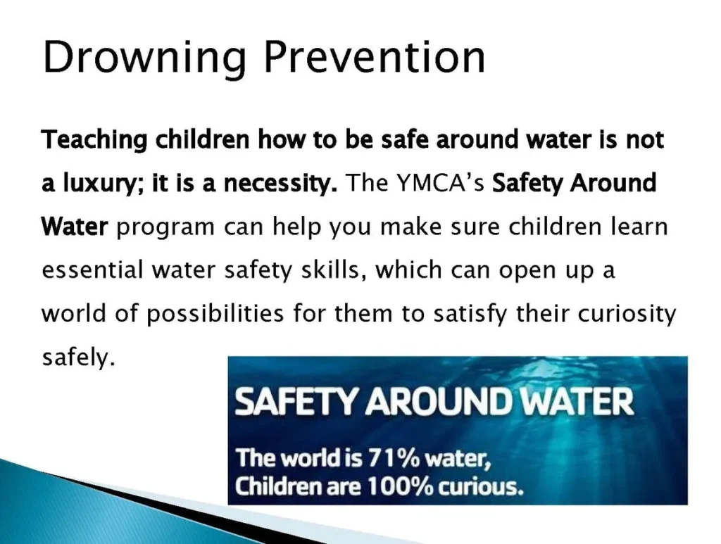 A slide that reads " drowning prevention."