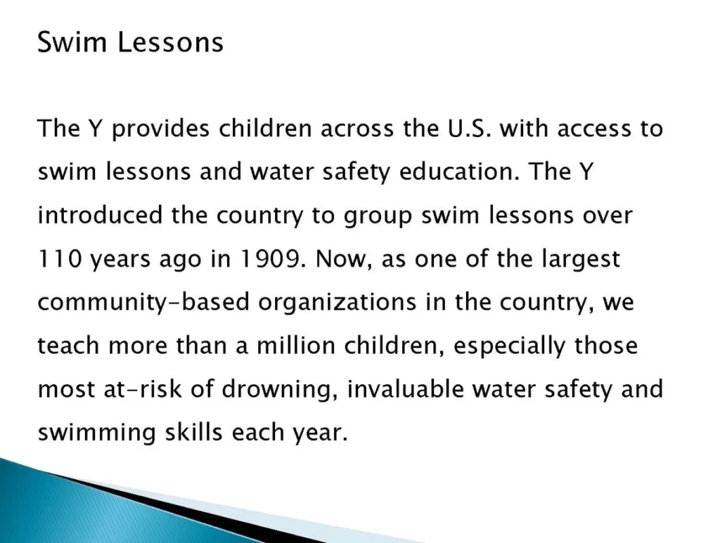 A slide with the words " swim lessons ".