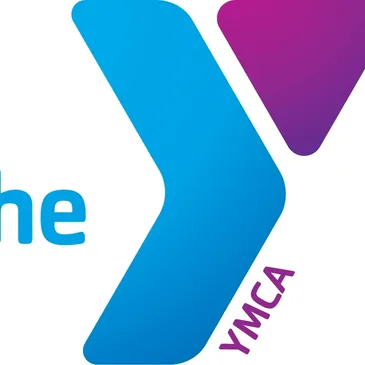 A blue and purple logo for the ymca.