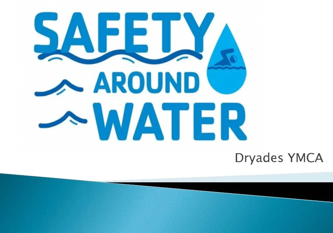 A picture of water and the words safety around water.